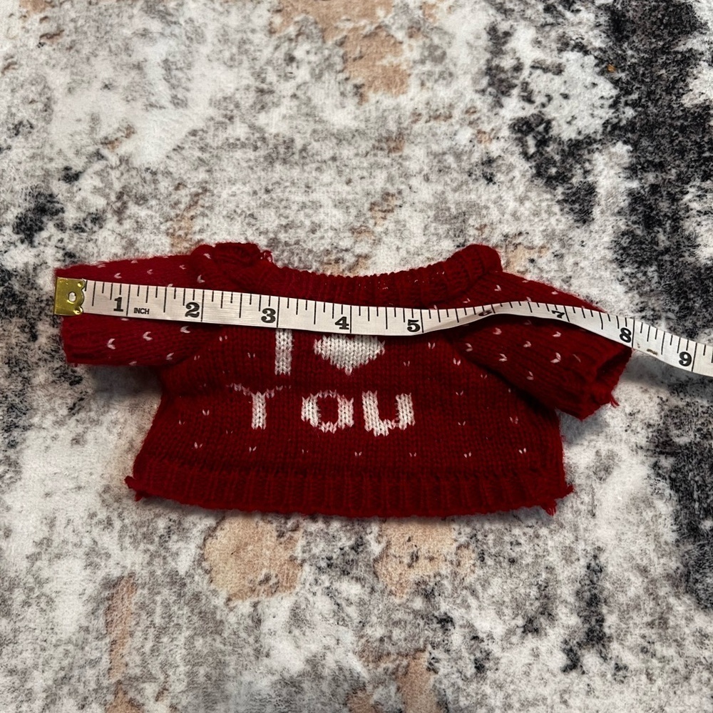 Red Knitted I heart you Sweater for Doll or Plushie - Picture 3 of 5
